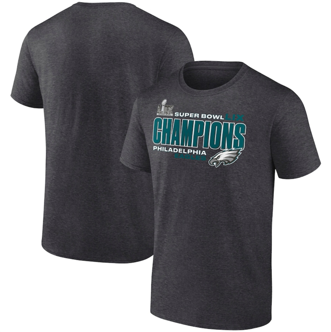 Men's Charcoal Philadelphia Eagles Heather Super Bowl LIX Champions Big & Tall Under The Lights T-Shirt